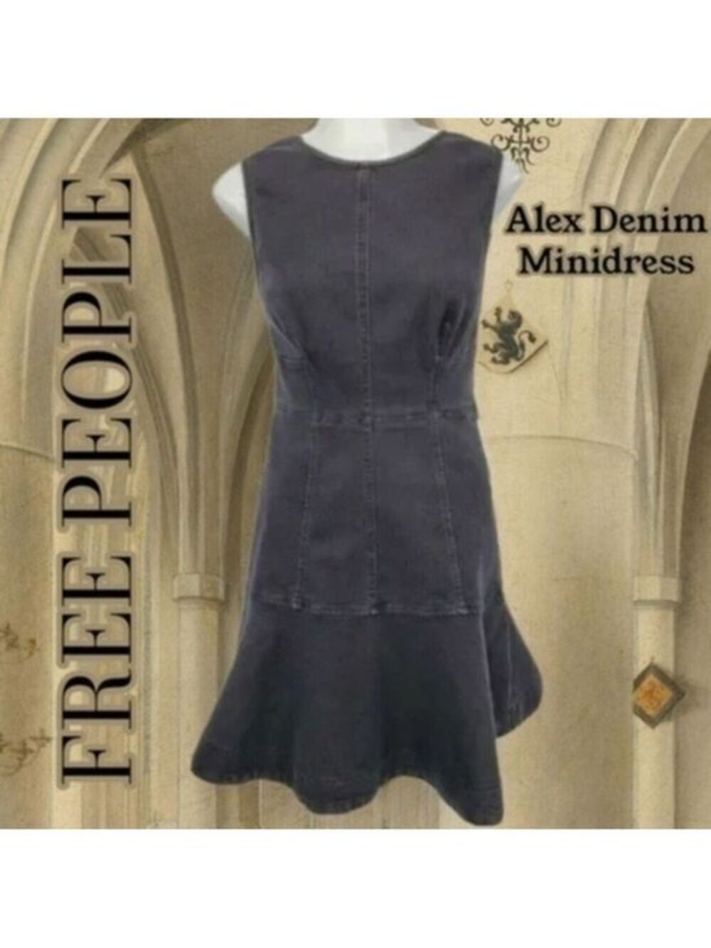 FREE PEOPLE Alex Tailored Stretch-Denim Exposed Seam Mini Dress/10R NWT